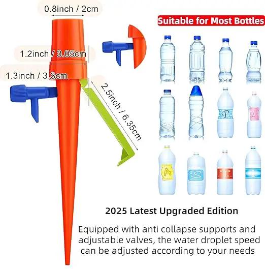 Upgrade Plant Self Watering Spikes Devices, Automatic Watering System with Slow Release Control Valve Switch, Plant Drip Irrigation System for Outdoor & Indoor Plants (12 PCS, Green+Orange) by GreenHaven Gardens