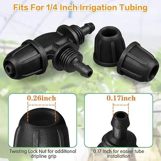 Upgraded 1/4" Drip Irrigation Fittings：60 Pieces Set-15 Couplings 15 Tees 5 Crosses 10 Elbows 10 End Plugs 5 Micro Dripper, Leak Free Barbed Locked Connectors for 1/4 Inch Irrigation Tubing by GreenHaven Gardens