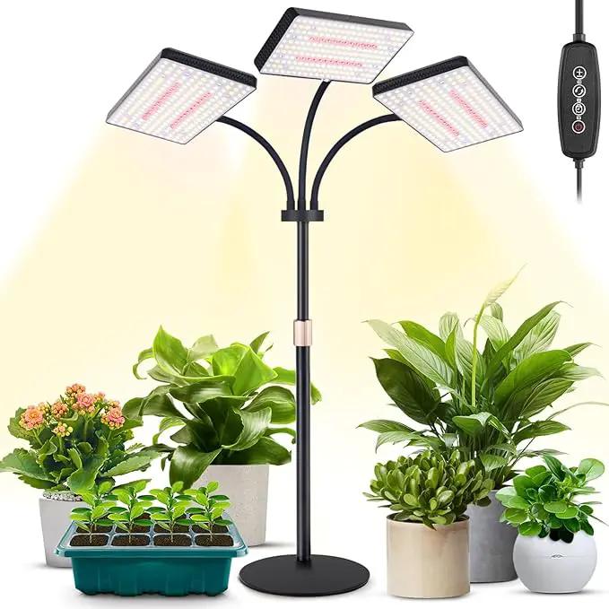 2024 Upgraded Desk Grow Lights for Indoor Plants, Tri-Head 642 LEDs Tabletop Full Spectrum Grow Light, with 3/6/12H Timer, 6 Brightness Levels, 3 Lighting Modes, Height Adjustable for 10-26 inches by GreenHaven Gardens