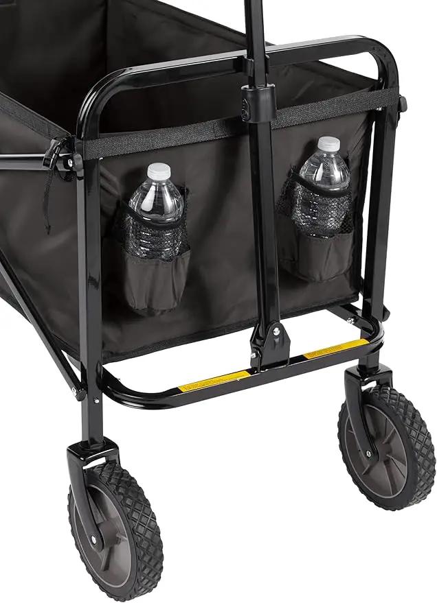 Amazon Basics Collapsible Folding Heavy Duty Utility Wagon for Outdoor Sports, 265 pounds Weight Capacity, Camping, Garden, and Shopping, 27.6 x 40.9 x 20 inches, Black by GreenHaven Gardens