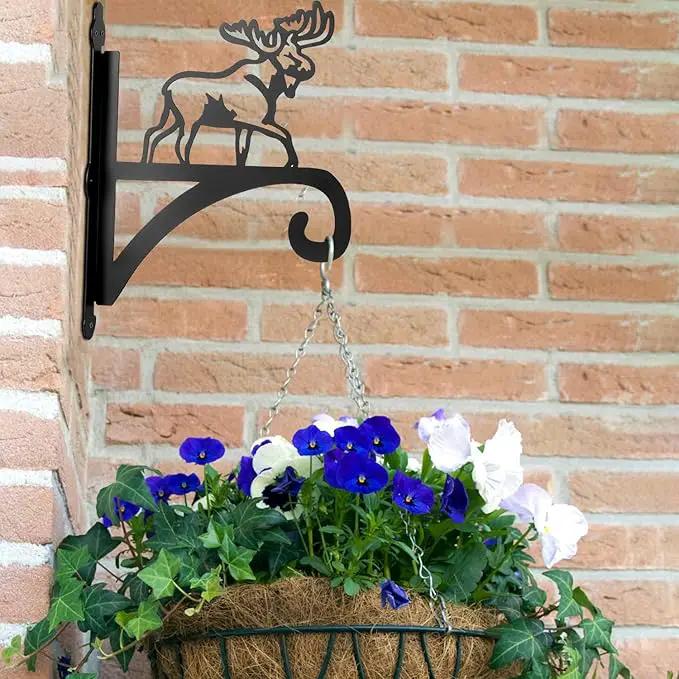 ATKKE Hanging Plant Bracket Hangers Indoor Iron Wall Mount,11” Moose Silhouette Ornamental Iron Hangers Hookers for Flower Pot Lantern Bird Feeder Wind Chimes by GreenHaven Gardens