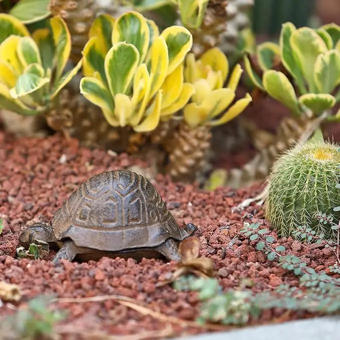 Key Hider Outdoor Turtle Cast Iron Hidden Spare Key Holder Outside Garden Indoor Decoration by GreenHaven Gardens