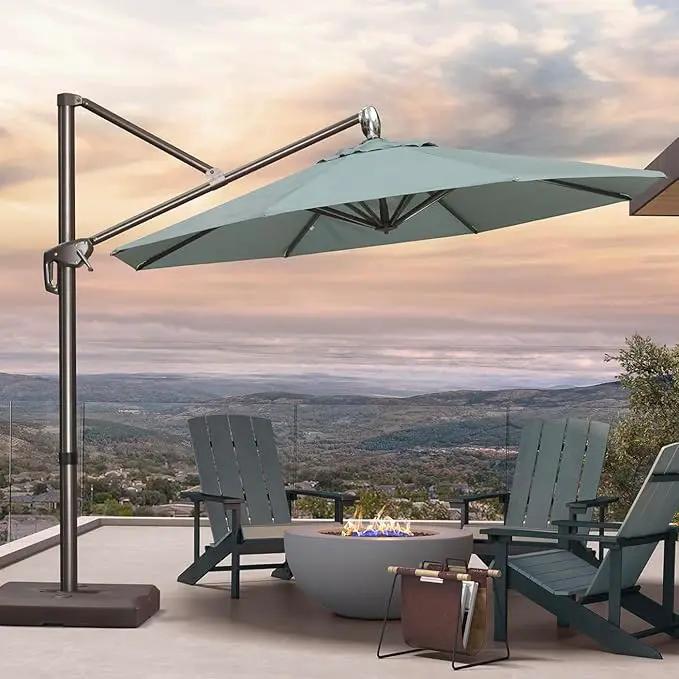 PURPLE LEAF 10FT Cantilever Patio Umbrella with 360-degree Rotation Aluminum Round Outdoor Offset Handing Umbrella for Patio Pool, Sprout Green by GreenHaven Gardens
