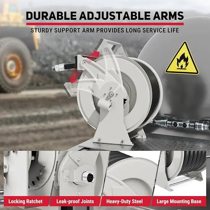 Fuel Hose Reel 1" x 33', 300 PSI Heavy-duty Steel Construction with Refueling Nozzle, Diesel Fuel Reel Used for Aircraft Ship Vehicle Tanker Truck by GreenHaven Gardens
