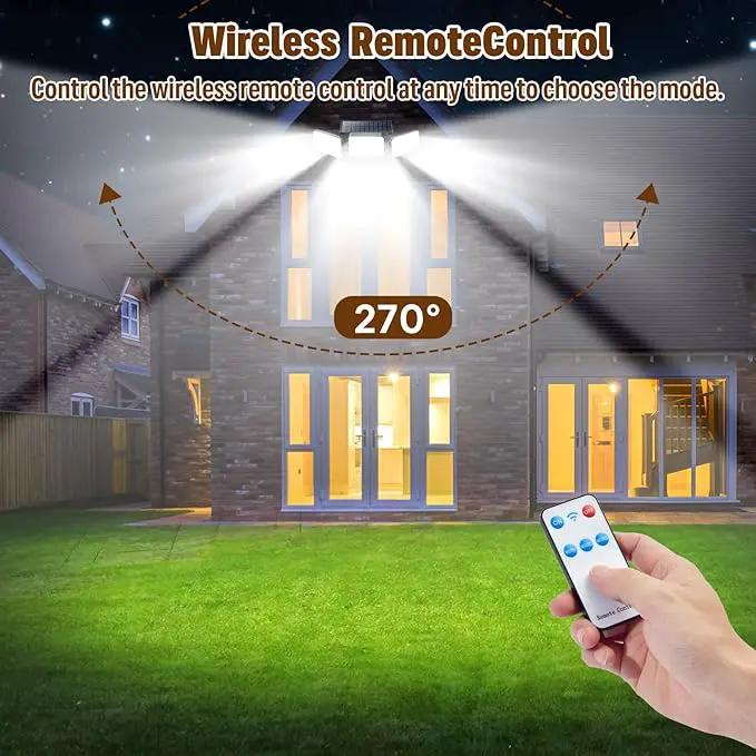 Solar Lights Outdoor Waterproof, Motion Sensor & Flood Outdoor Lights with Remote Control, 4 Adjustable Modes, 3000LM & 218 LED, High-Energy-Density Solar Panel-Monocrystalline Technology, 4 Pack by GreenHaven Gardens