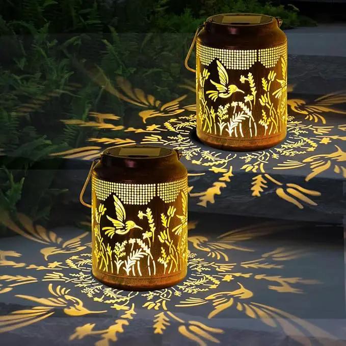 2 Pack Hummingbird Solar Lanterns Outdoor Waterproof LED 6.9" Metal Hanging Solar Lights Outdoor Hummingbird Decorative Lanterns for Patio,Garden,Pathway,Lawn Yard Birthday Gifts for Women Mom by GreenHaven Gardens