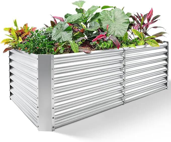 Land Guard 8×4×2 ft Galvanized Raised Garden Bed Kit, Galvanized Planter Raised Garden Boxes Outdoor, Large Metal Raised Garden Beds for Vegetables. by GreenHaven Gardens