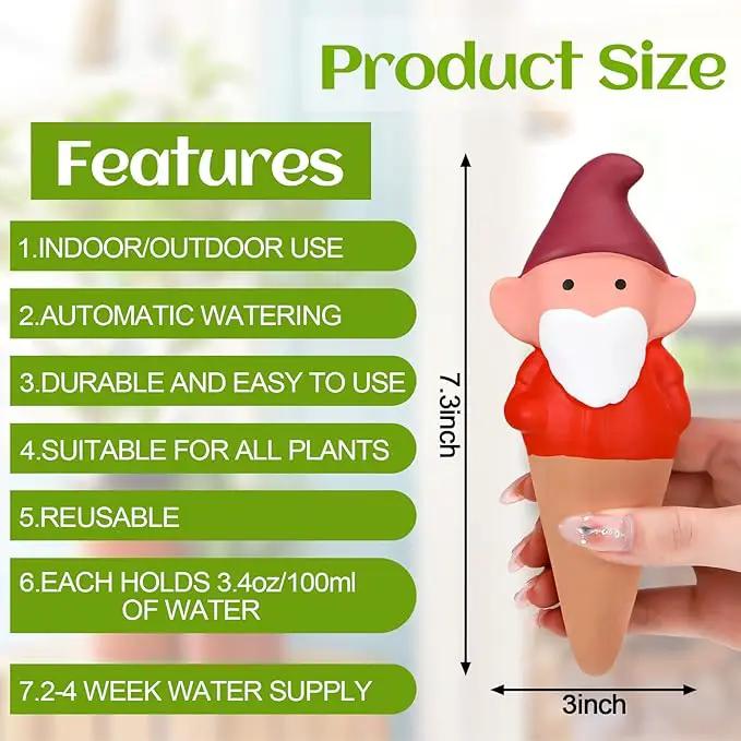 7 Pcs 3.4 Fl oz Terracotta Self Watering Spikes Cute Gnomes Auto Water Planter Insert Small Watering Globes Slow Vacation Waterer Devices Indoor Outdoor House Plant Accessories by GreenHaven Gardens