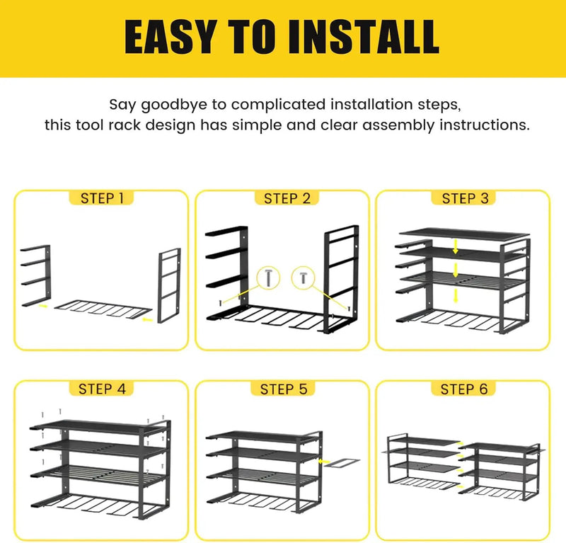 Wall Mount Power Tool Organizer, 4 Layer 12 Drill Hangers Storage Rack, Tool Organizers and Storage for Garage, Workshop, Pegboard, Shed - 50 inch by GreenHaven Gardens