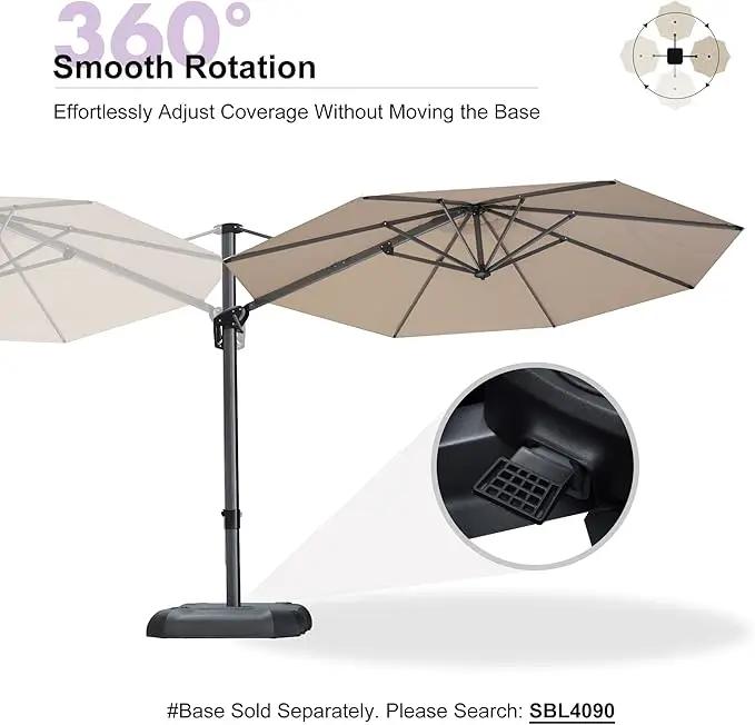 PURPLE LEAF 10 Feet Patio Umbrella with Base Outdoor Cantilever Round Umbrella Aluminum Offset Umbrella with 360-degree Rotation for Garden Deck Pool Patio, Beige by GreenHaven Gardens