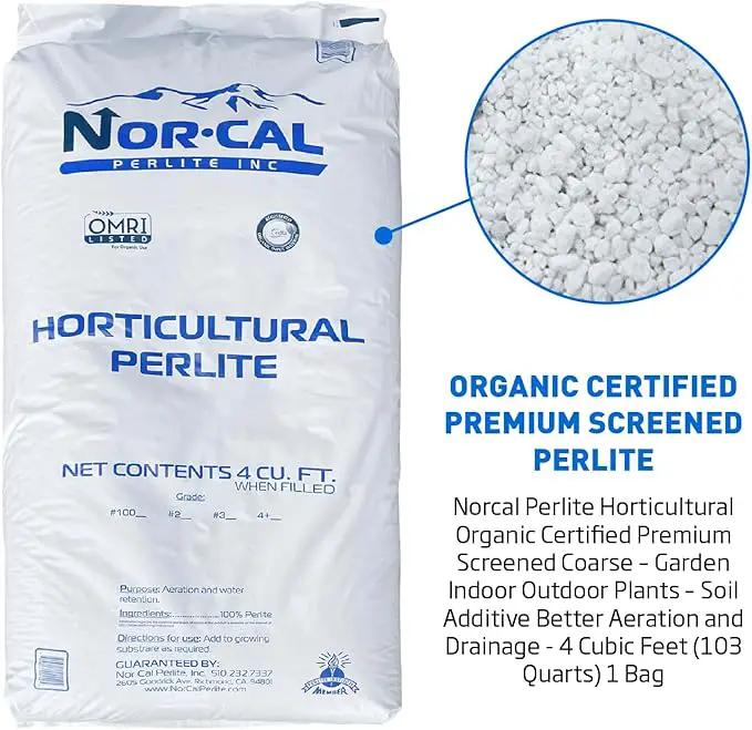 Norcal Perlite Horticultural Organic Certified Premium Screened Coarse – Garden Indoor Outdoor Plants – Soil Additive Better Aeration and Drainage - 4 Cubic Feet (103 Quarts) 1 Bag by GreenHaven Gardens