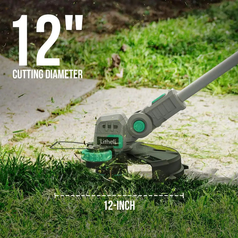 Litheli 20V Cordless String Trimmer and Edger, 12" Electric Weed Wacker with Auto Line Feed, Includes 2.0Ah Battery and Charger. by GreenHaven Gardens