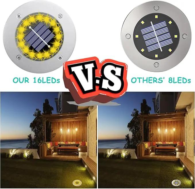 Solar Ground Lights-Waterproof Solar Lights Outdoor Garden- Solar Disk Lights-Upgraded 16LED Bright in-Ground Lights-Landscape Lights for Pathway, Yard, Lawn, Patio, Walkway (12 Pack Warm Light) by GreenHaven Gardens