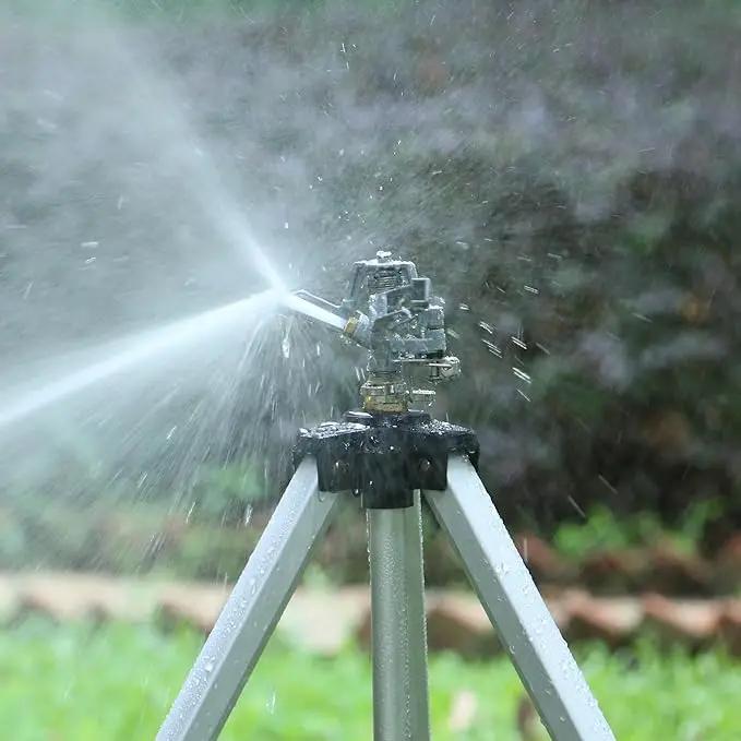 STYDDI Heavy Duty Impact Sprinkler on Tripod Base, Extra Tall Metal Pulsating Telescoping Tripod Sprinkler for Large Area, Yard, Lawn, Garden, Waters up to 90 Ft. Diameter, Legs Extends Up to 50-inch by GreenHaven Gardens
