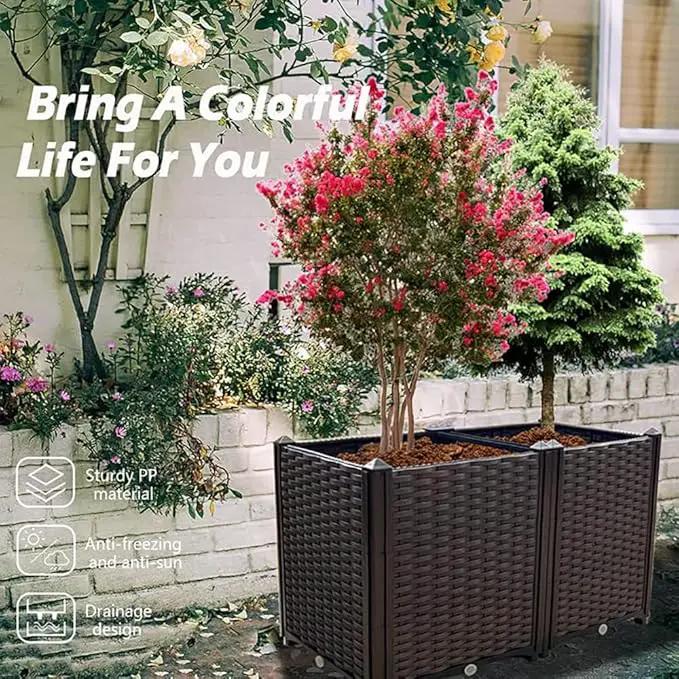 Raised Garden Bed Planter for Outdoor Plants Planter Box Elevated Garden Boxes Deepened Plant pots Perfect for Garden Patio Balcony Deck to Planting Flowers Vegetables Tomato and Herbs by GreenHaven Gardens