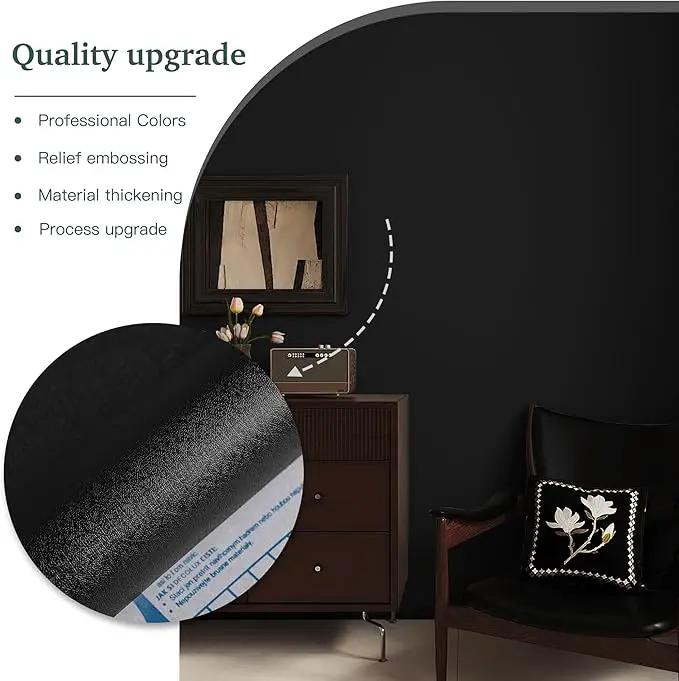Dimoon 78.7''x17.7'' Black Peel and Stick Wallpaper Contact Paper Modern Self Adhesive Wall Paper Removable Renter Friendly Textured Solid Color Shelf Cabinet Vinyl Roll (78.7''x17.7'',Black) by GreenHaven Gardens