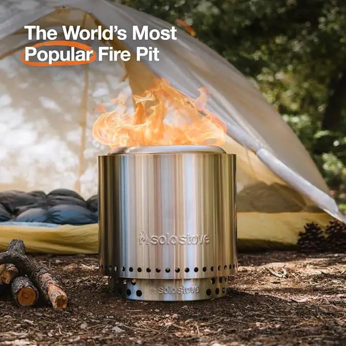 Solo Stove Ranger Essential Bundle | Ideal for 2–4 People | Smokeless Wood Burning Fire Pit with Stand, Lid & Ash Pan | Portable Outdoor Camping Stove, Stainless Steel, 15.25" H x 15" D by GreenHaven Gardens