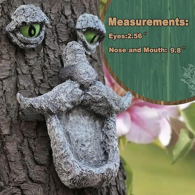 Tree Face Bird Feeder,Tree Faces Decor Outdoor,Old Man with Glowing Eyes in Dark,Wild Bird Feeder,Tree Yard Art Sculpture,Whimsical Garden Spring Decor by GreenHaven Gardens