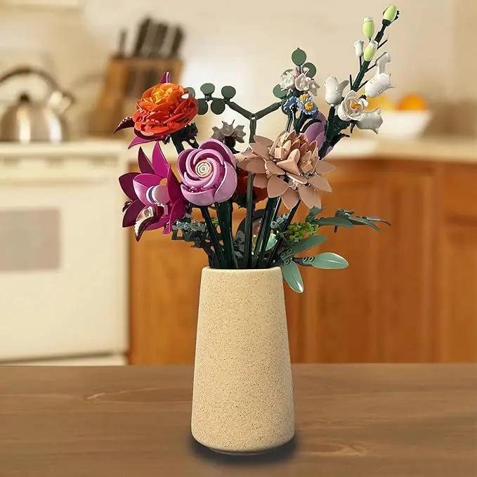 Simple Vase for Flowers Plants, Matte Vases for Modern Table Shelf Home Decor Wedding Boho Decor, 6" H Frosted Elegant Ceramic Vase for Pampas Grass Fluffy Stem Bouquet Lavender Flowers (Brown, 4) by GreenHaven Gardens