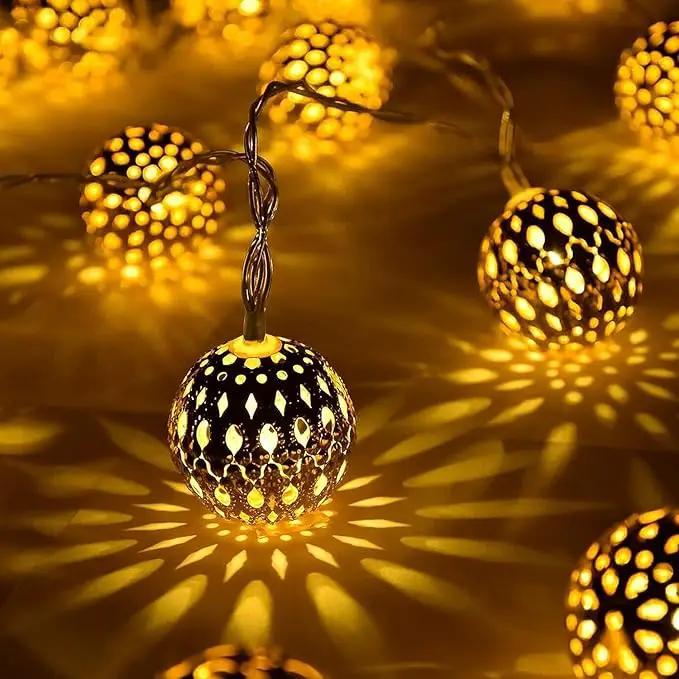 Solar Moroccan String Lights Outdoor 60 LED 36 Ft Globe Fairy Lights with 8 Lighting Modes, Waterproof Solar Powered String Lights for Garden Yard Gazebos Camping Party Holiday (Warm White) by GreenHaven Gardens