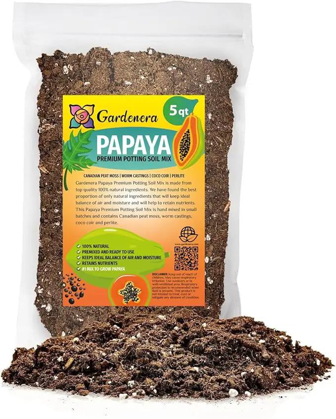 Premium Papaya Plant Soil Mix by Gardenera - Stimulate Growth and Elevate Fruitfulness with Nourishing Formula - 5 Quart by GreenHaven Gardens