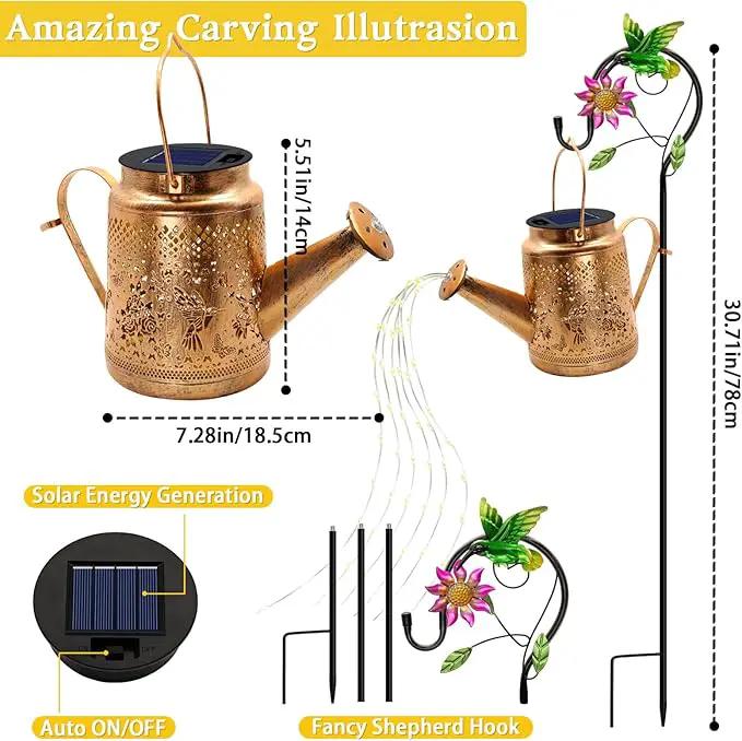 Solar Lanterns Outdoor Waterproof,Hummingbird Watering Can Garden Decor,Hanging Solar Path Lights Yard Art,Outside Patio Decorations Gardening Birthday Gifts for Mom Grandma Women with Shepherd Hook by GreenHaven Gardens