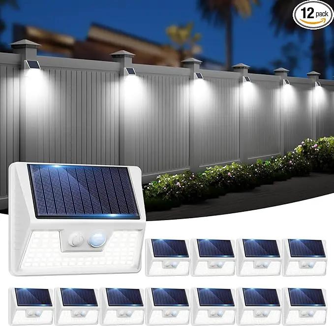 12 Pack Solar Lights Outdoor Motion Sensor, Waterproof Fence Lights with 3 Lighting Mode, Cool White LED Security Deck Lights for Outside Wall Yard Steps Stairs Garden - White by GreenHaven Gardens