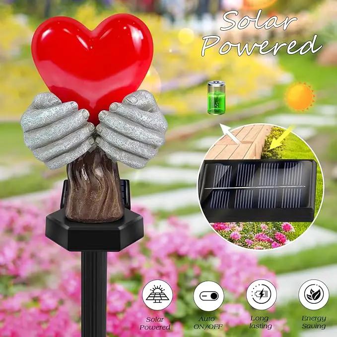 Solar Garden Lights Outdoor,Solar Red Heart Stake Lights,Garden Statue Lights Heart Lights Birthday Gifts for Women Mom Grandma Her,Valentine's Theme Decor for Lawn Yard Pathway Cemetery Porch by GreenHaven Gardens