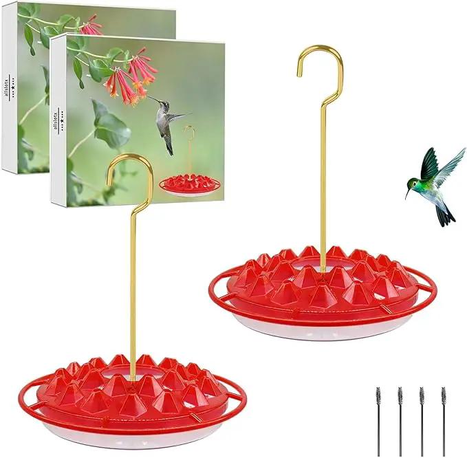 Hummingbird Feeders for Outdoors Hanging (2 Pack), 25 Feeding Ports 10 oz Plastic Hummingbird Feeder, Bee-Proof Leak-Proof No Drip, Easy to Clean with Cleaning Brushes by GreenHaven Gardens