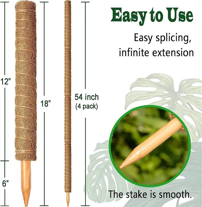 4 Pack 18 Inch Moss Pole, Stackable Moss Poles for Climbing Plants Monstera, Tall Plant Sticks Accessories, Large Coir Plant Support Stakes for Potted Plants Indoor, Pothos, Philodendron by GreenHaven Gardens