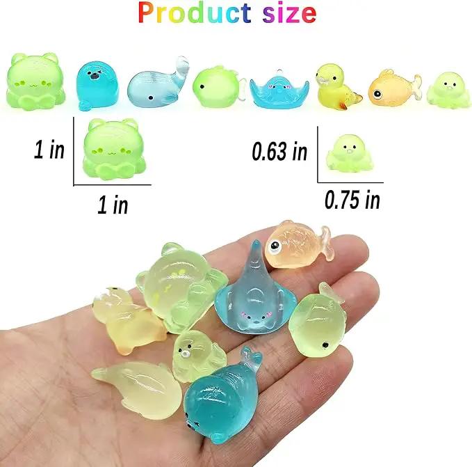 Luminous Ocean Mini Resin Animals Figures, 100 Pcs Glow in The Dark Tiny Plastic Animals Sea Creatures Miniature Figurines to Hide by GreenHaven Gardens