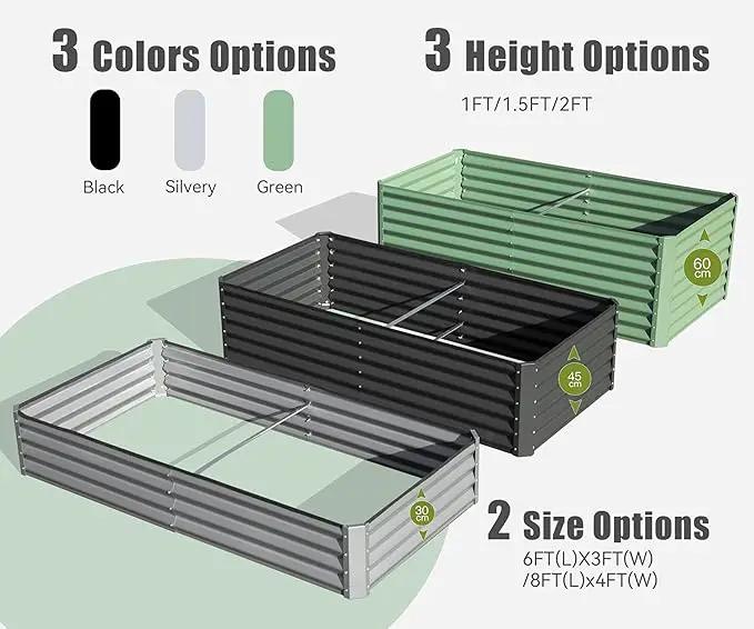 Domi Galvanized Raised Garden Bed, Outdoor Planter Garden Boxes Large Metal Planter Box for Gardening Vegetables Fruits Flowers, Silvery (6x3x1ft) by GreenHaven Gardens