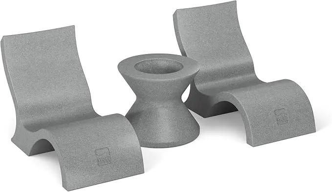 Ledge Lounger Signature Lowback Chair Set - Two Chairs - Ice Bin Side Table - in-Pool - On-Deck - Water Depths 0-9” - All Types - Resin Water Chairs - Pool, Sundeck, Outdoor Patio by GreenHaven Gardens