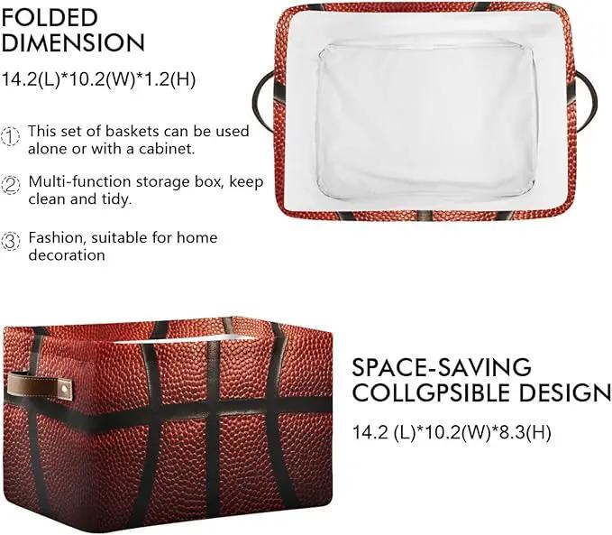 Basketball Print Rectangular Storage Basket Organizer Bin Shelf Baskets For Clothes Gifts For Home Office Dorm by GreenHaven Gardens