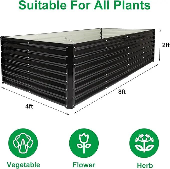 JERIA 8×4×2ft Galvanized Raised，Outdoor Metal Raised Garden Bed, Rectangular Deep Root Planter Box for Vegetables, Flowers, Herbs by GreenHaven Gardens