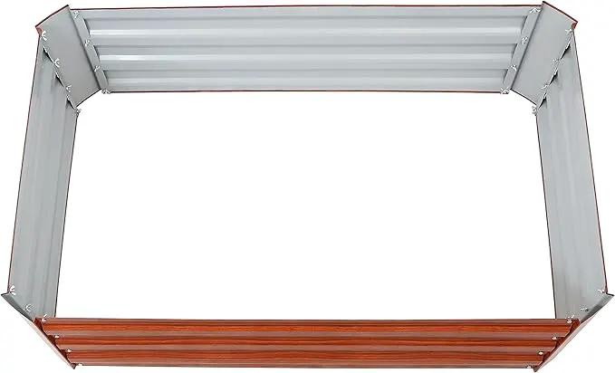Sunnydaze 11.75" H Raised Metal Garden Bed - Galvanized Raised Garden Bed Outdoor for Vegetables and Flowers - Woodgrain - 4' x 3' Rectangle by GreenHaven Gardens