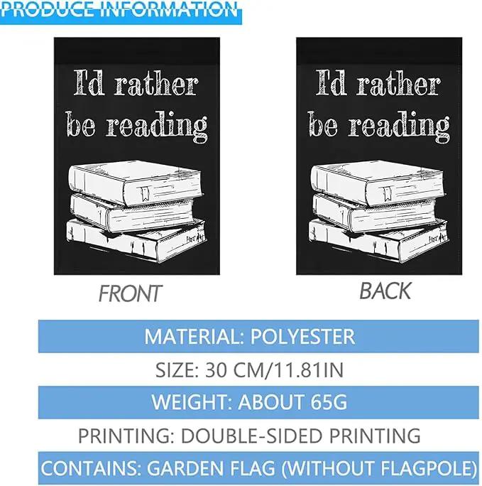 I’d Rather Be in a Book Seasonal Garden Flags 12x18 Double Sided Funny Garden Banner for by GreenHaven Gardens