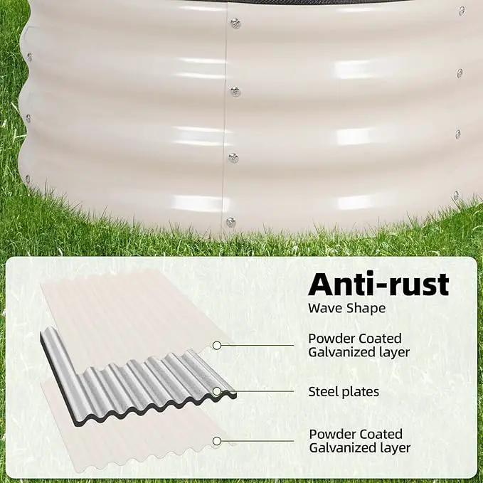 G GOOD GAIN Galvanized Metal Raised Garden Bed Kit - 4x2x1FT Outdoor Planter Box with Safety Edging and Gloves for Vegetables, Fruits, Flowers(White, 2PC) by GreenHaven Gardens