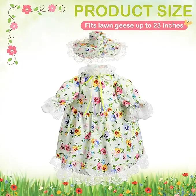 Spring Floral Goose Outfit Lawn Porch Goose Clothes 23" Lolita Spring Outdoor Patio Yard Lawn Art Decoration by GreenHaven Gardens
