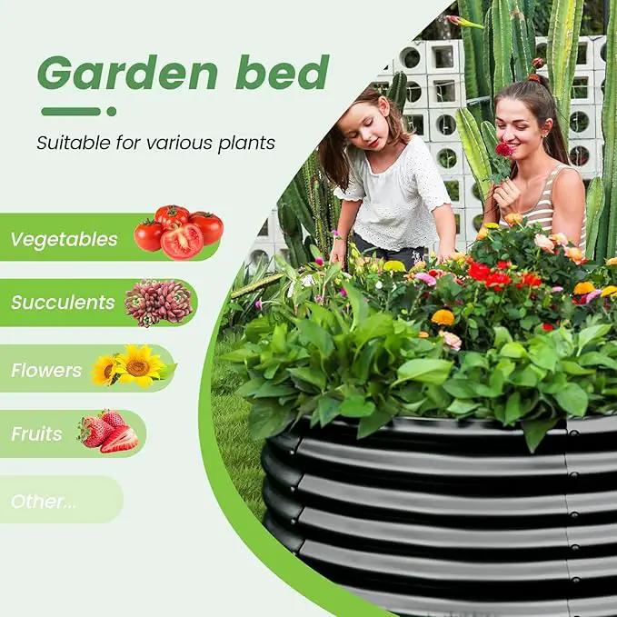 Land Guard 4×4×3ft Galvanized Raised Garden Bed Kit, Round Galvanized Planter Raised Garden Boxes Outdoor, Large Metal Raised Garden Beds for Vegetables, Grey by GreenHaven Gardens