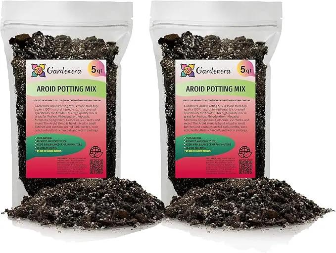 Premium Aroid Potting Mix - 10 Quart - Soil Free Blend for Aroids - Growing Medium for House Plants by Gardenera - (2 Bags of 5 Quart) by GreenHaven Gardens