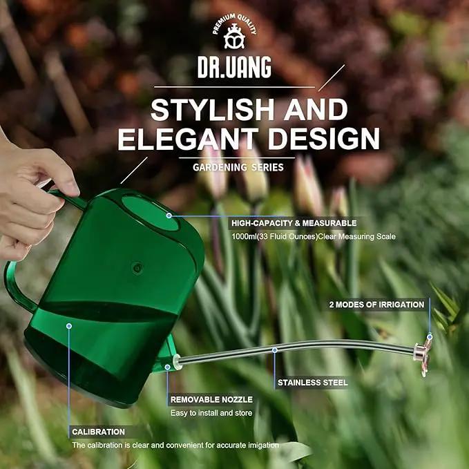 Watering Can Indoor for House Plants Small Watering cans with Long Spout Flower Model Sprinkler Head 1.2L (Green, 1.2L) by GreenHaven Gardens