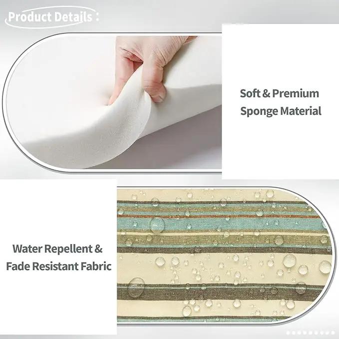 Indoor/Outdoor Chair Cushions 16x17 Inch, Patio Chair Cushions with Ties, All Weather Seat Cushions for Patio Furniture Home Garden Chair Use, Set of 2,Stripe Onyx by GreenHaven Gardens