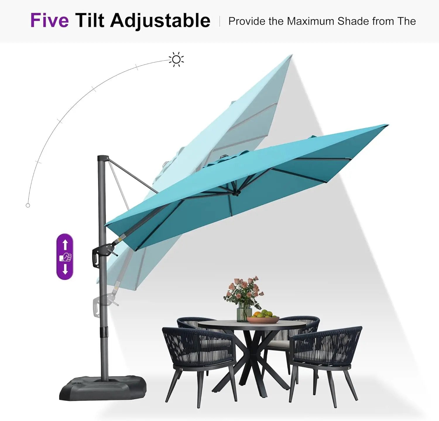 PURPLE LEAF 9 Feet Patio Umbrella Outdoor Cantilever Square Umbrella Aluminum Offset Umbrella with 360-degree Rotation for Garden Deck Pool Patio, Turquoise Blue by GreenHaven Gardens
