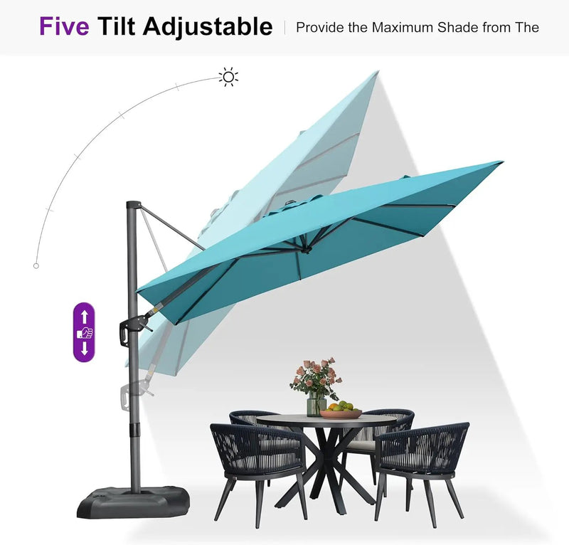 PURPLE LEAF 9 Feet Patio Umbrella Outdoor Cantilever Square Umbrella Aluminum Offset Umbrella with 360-degree Rotation for Garden Deck Pool Patio, Turquoise Blue by GreenHaven Gardens