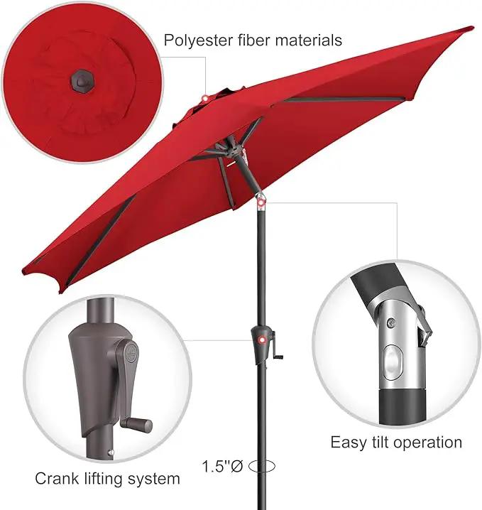 9ft Outdoor Patio Umbrella - Table Umbrella Waterprool UV Protection, Sombrillas de Patio with Push Button Tilt&Crank, Sun Umbrella for Pool, Porch, Garden, Deck, Backyard(Red) by GreenHaven Gardens