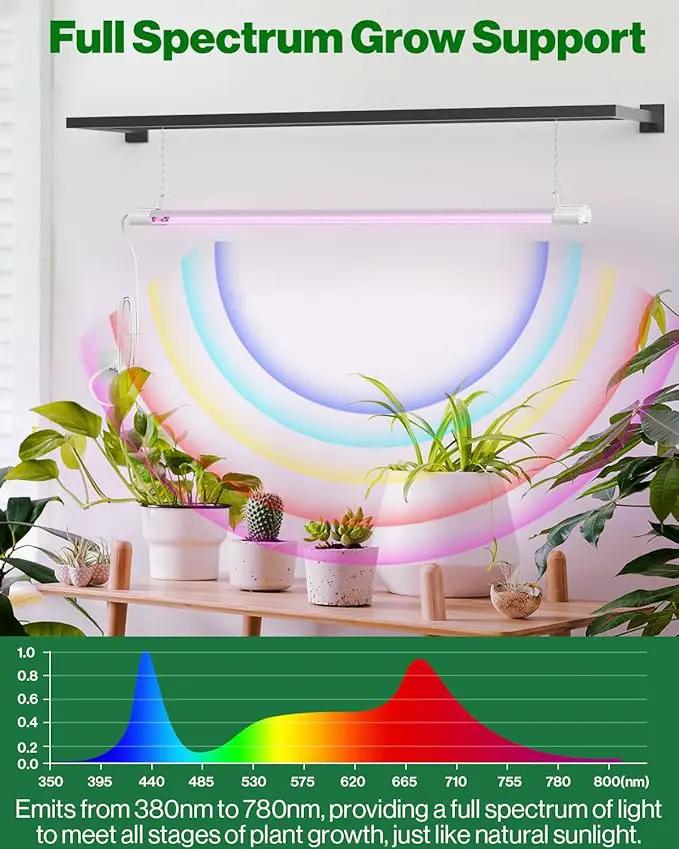 Sunco 3ft Grow Light LED, 30W, Full Spectrum, for Seed Starting, Seedling, Indoor Plants, Plug in Suspended Fixture, Link Up to 5, Inline Switch, UL/ETL 2 Pack by GreenHaven Gardens