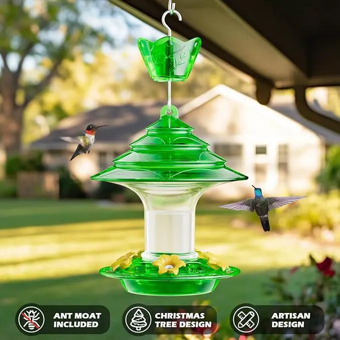 Birdream Hummingbird Feeder for Outdoors Hanging 40oz 10 Feeding Ports, 2 Pack Humming Bird Feeder with Ant Moat Brush Leak Proof - Green by GreenHaven Gardens