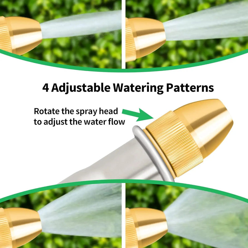 AUTOMAN Garden Hose Nozzle Sprayer - High Pressure 100% Metal Water Spray Nozzle With 4 Patterns - Heavy Duty for Watering Plants, Lawns, Washing Cars & Pets by GreenHaven Gardens