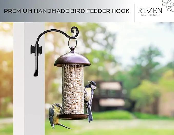 RTZEN Plant Hangers Outdoor or Indoor - Wrought Iron Metal Hanger Indoor Hook - Heavy Duty Wall Bracket Hooks for Hanging Plants Baskets Lanterns Wind Chimes - 2 Pack (Black Axe-Shape Hooks) by GreenHaven Gardens
